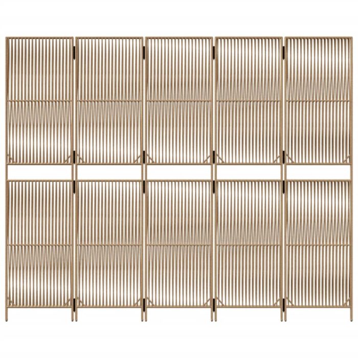 Cloison de séparation 5 panneaux beige résine tressée – Image 3