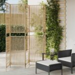 Cloison de séparation 5 panneaux beige résine tressée