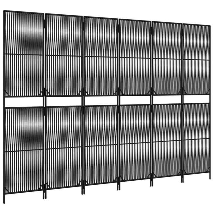 Cloison de séparation 6 panneaux noir résine tressée – Image 2