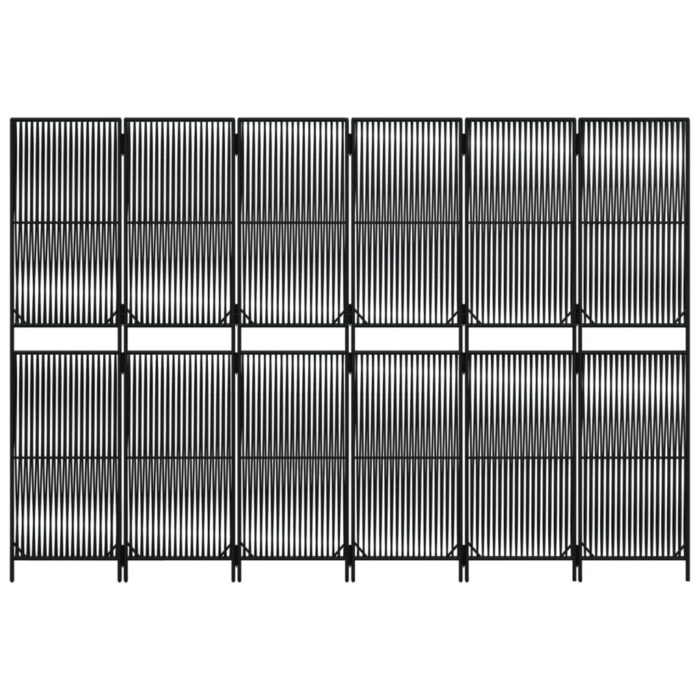 Cloison de séparation 6 panneaux noir résine tressée – Image 3