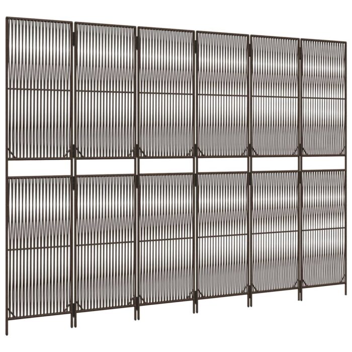 Cloison de séparation 6 panneaux marron résine tressée – Image 2