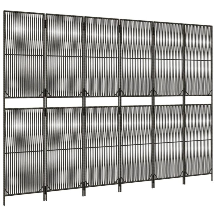 Cloison de séparation 6 panneaux gris résine tressée – Image 2