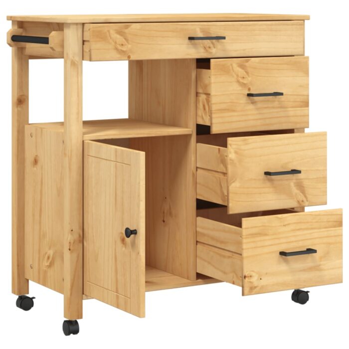 Chariot de cuisine MONZA 84x40x90 cm bois massif de pin – Image 2