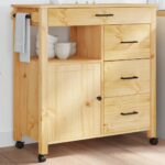 Chariot de cuisine MONZA 84x40x90 cm bois massif de pin
