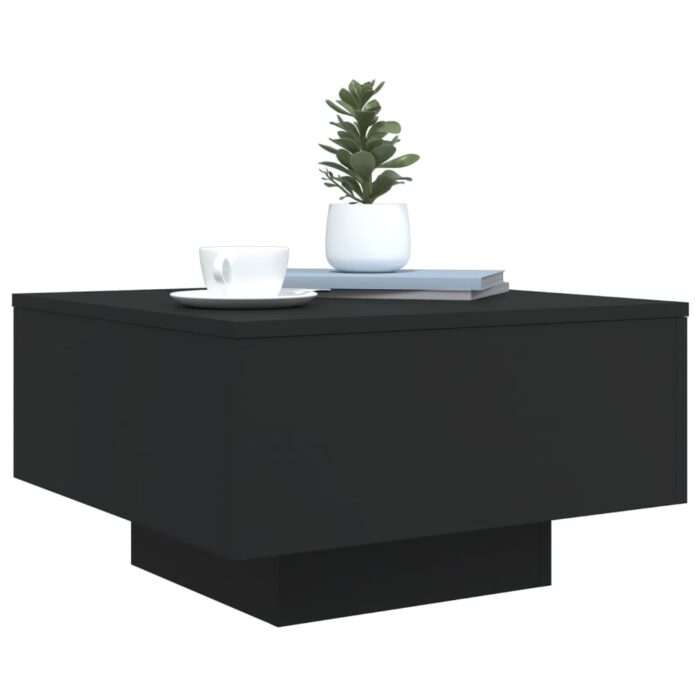 Table basse noir 55x55x31 cm bois d'ingénierie – Image 2