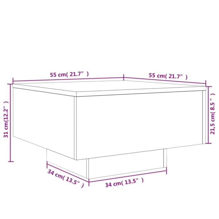 Table basse gris béton 55x55x31 cm bois d'ingénierie – Image 8