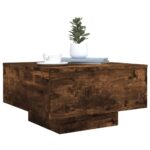 Table basse chêne fumé 55x55x31 cm bois d'ingénierie – Image 2