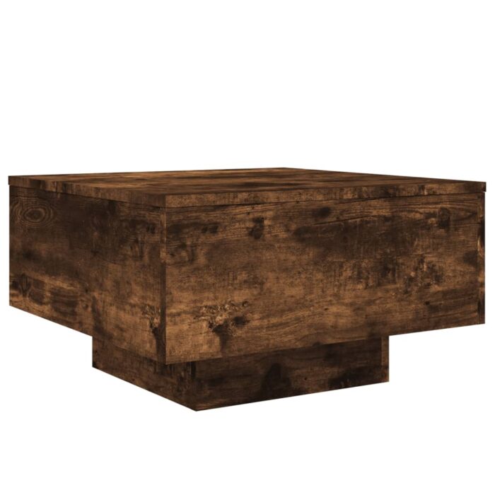 Table basse chêne fumé 55x55x31 cm bois d'ingénierie – Image 5