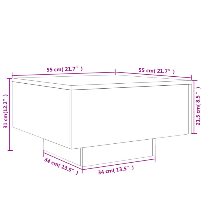 Table basse chêne fumé 55x55x31 cm bois d'ingénierie – Image 8