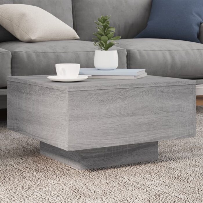 Table basse sonoma gris 55x55x31 cm bois d'ingénierie – Image 1