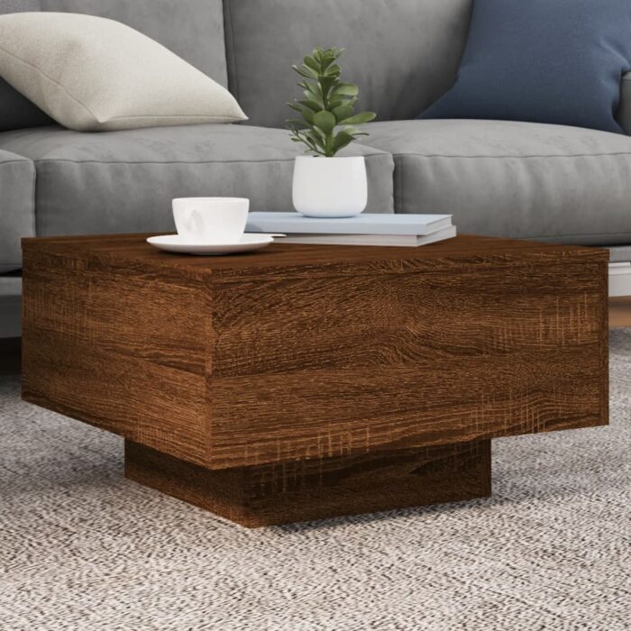 Table basse chêne marron 55x55x31 cm bois d'ingénierie – Image 1