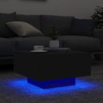 Table basse avec lumières LED noir 55x55x31 cm – Image 2