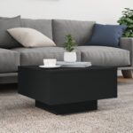 Table basse avec lumières LED noir 55x55x31 cm – Image 3