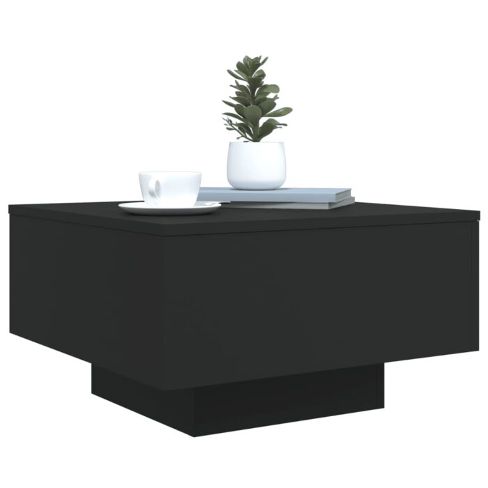 Table basse avec lumières LED noir 55x55x31 cm – Image 4