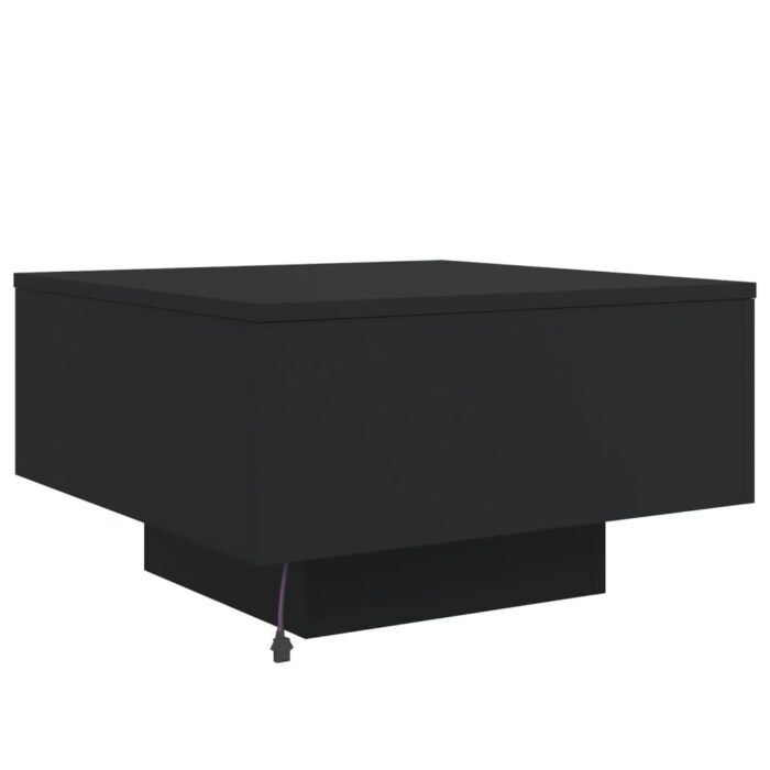 Table basse avec lumières LED noir 55x55x31 cm – Image 7
