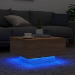 Table basse avec lumières LED chêne sonoma 55x55x31 cm – Image 2