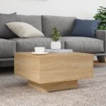 Table basse avec lumières LED chêne sonoma 55x55x31 cm – Image 3