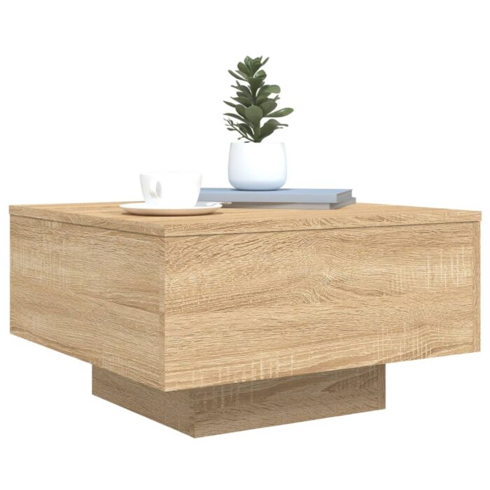 Table basse avec lumières LED chêne sonoma 55x55x31 cm – Image 4