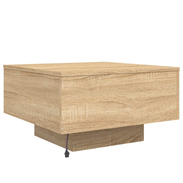 Table basse avec lumières LED chêne sonoma 55x55x31 cm – Image 7