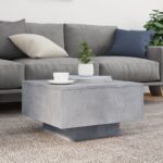 Table basse avec lumières LED gris béton 55x55x31 cm – Image 3
