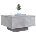 Table basse avec lumières LED gris béton 55x55x31 cm – Image 4