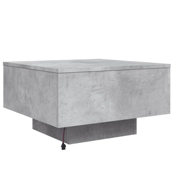 Table basse avec lumières LED gris béton 55x55x31 cm – Image 7