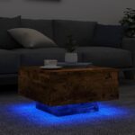 Table basse avec lumières LED chêne fumé 55x55x31 cm – Image 2