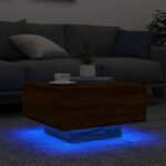 Table basse avec lumières LED chêne marron 55x55x31 cm – Image 2