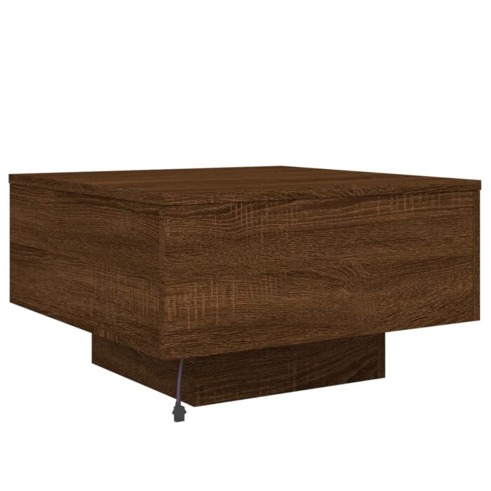 Table basse avec lumières LED chêne marron 55x55x31 cm – Image 7