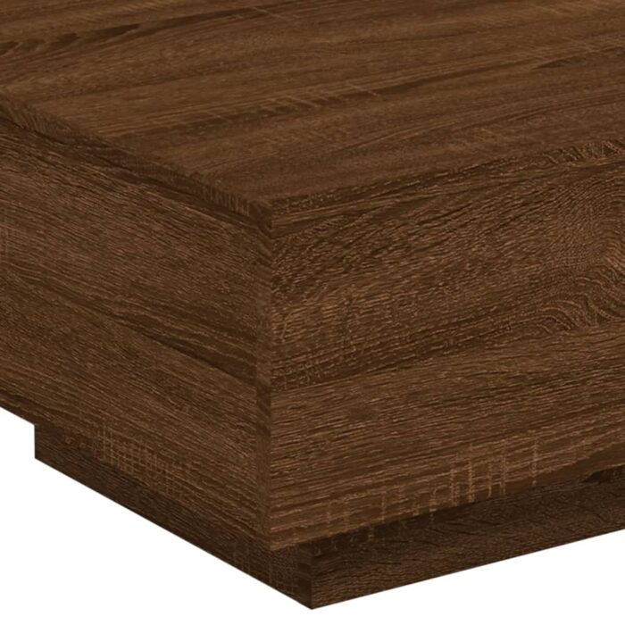 Table basse avec lumières LED chêne marron 55x55x31 cm – Image 8
