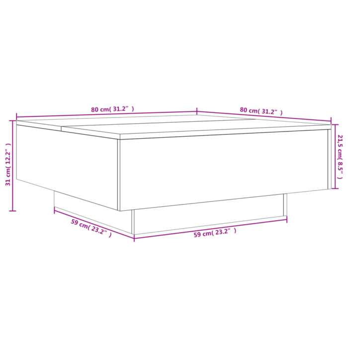 Table basse noir 80x80x31 cm bois d'ingénierie – Image 8