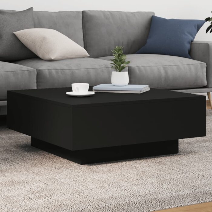 Table basse noir 80x80x31 cm bois d'ingénierie – Image 1