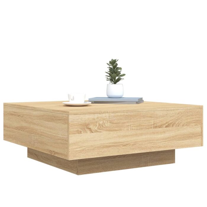 Table basse chêne sonoma 80x80x31 cm bois d'ingénierie – Image 2