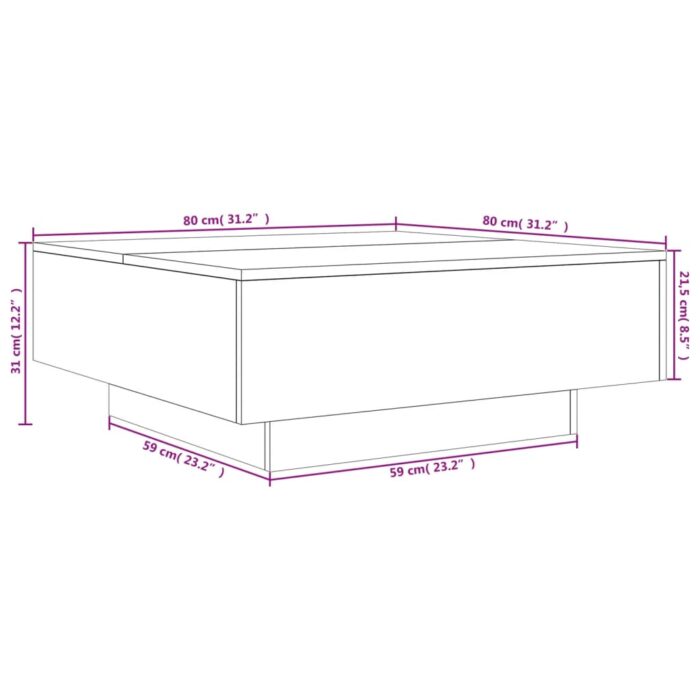 Table basse chêne sonoma 80x80x31 cm bois d'ingénierie – Image 8