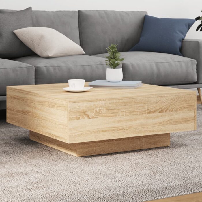 Table basse chêne sonoma 80x80x31 cm bois d'ingénierie – Image 1