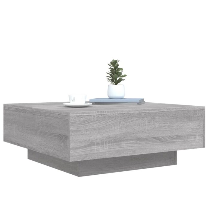 Table basse sonoma gris 80x80x31 cm bois d'ingénierie – Image 2