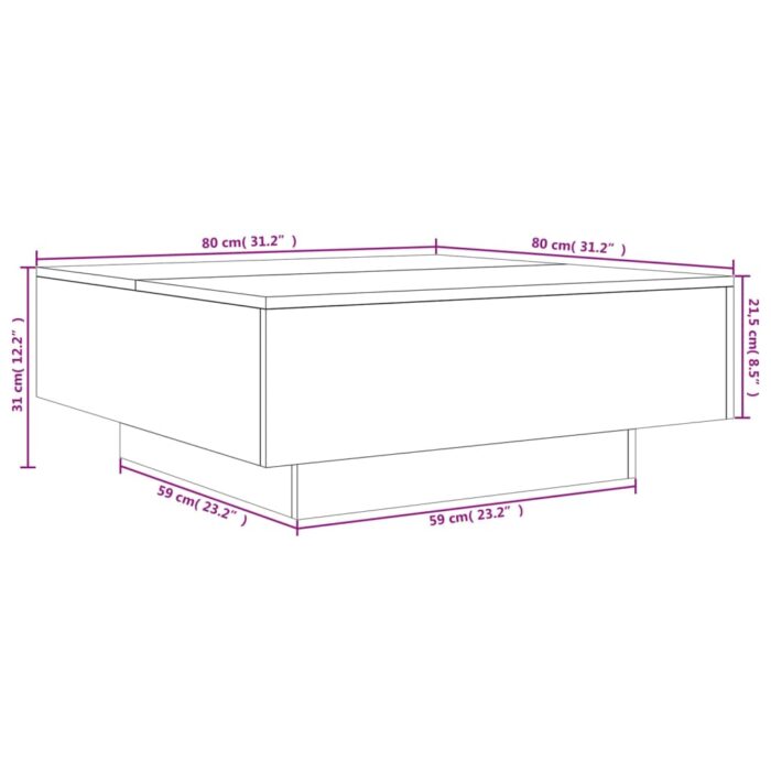 Table basse sonoma gris 80x80x31 cm bois d'ingénierie – Image 8