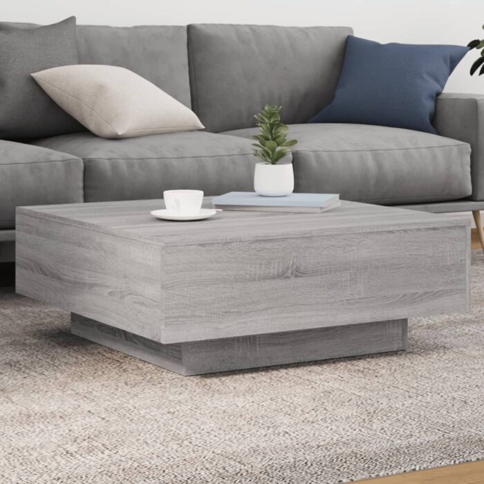 Table basse sonoma gris 80x80x31 cm bois d'ingénierie – Image 1