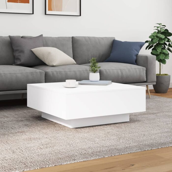 Table basse avec lumières LED blanc 80x80x31 cm – Image 3