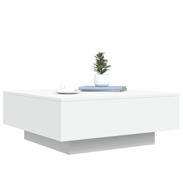 Table basse avec lumières LED blanc 80x80x31 cm – Image 4