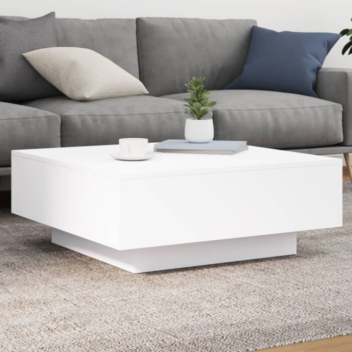 Table basse avec lumières LED blanc 80x80x31 cm – Image 1