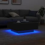 Table basse avec lumières LED noir 80x80x31 cm – Image 2