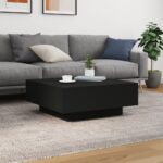 Table basse avec lumières LED noir 80x80x31 cm – Image 3