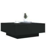 Table basse avec lumières LED noir 80x80x31 cm – Image 4
