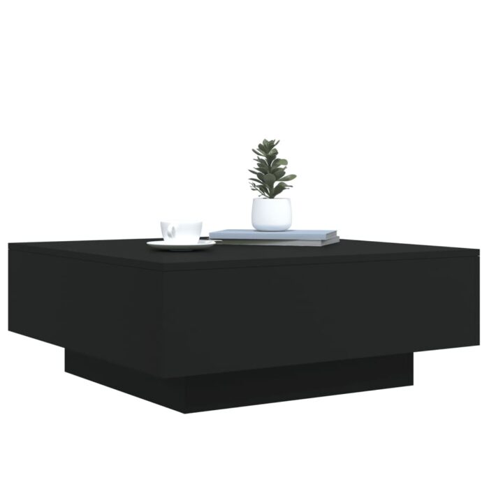Table basse avec lumières LED noir 80x80x31 cm – Image 4