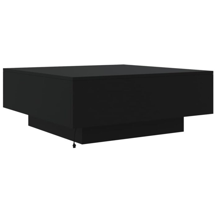 Table basse avec lumières LED noir 80x80x31 cm – Image 7