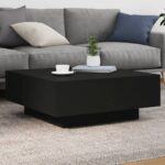 Table basse avec lumières LED noir 80x80x31 cm