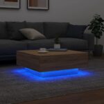 Table basse avec lumières LED chêne sonoma 80x80x31 cm – Image 2