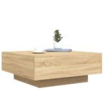 Table basse avec lumières LED chêne sonoma 80x80x31 cm – Image 4