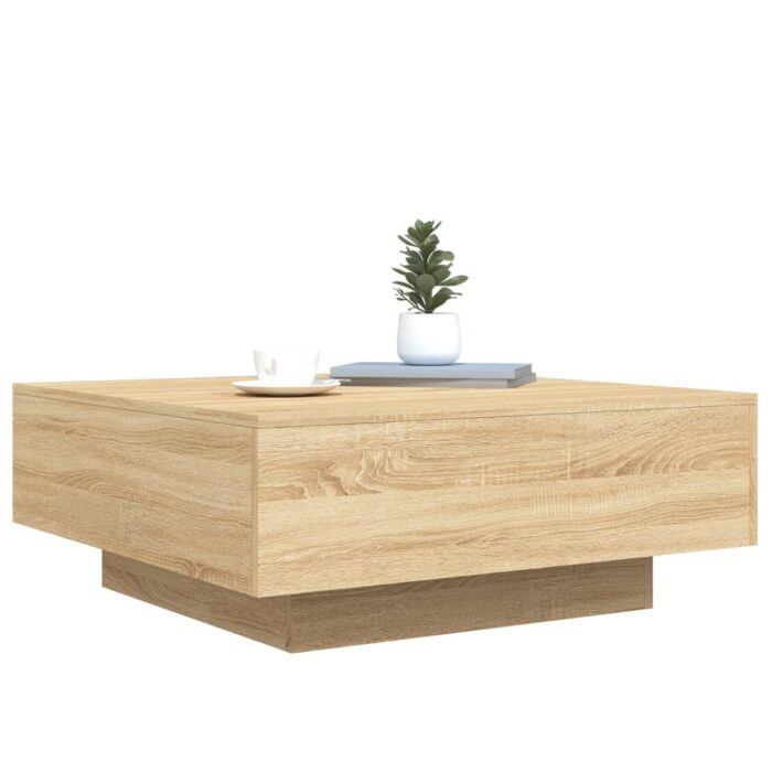 Table basse avec lumières LED chêne sonoma 80x80x31 cm – Image 4